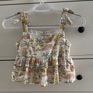 Janie and Jack Tropical Print Summer Sleeveless Cotton Top Size 6 (Girl)